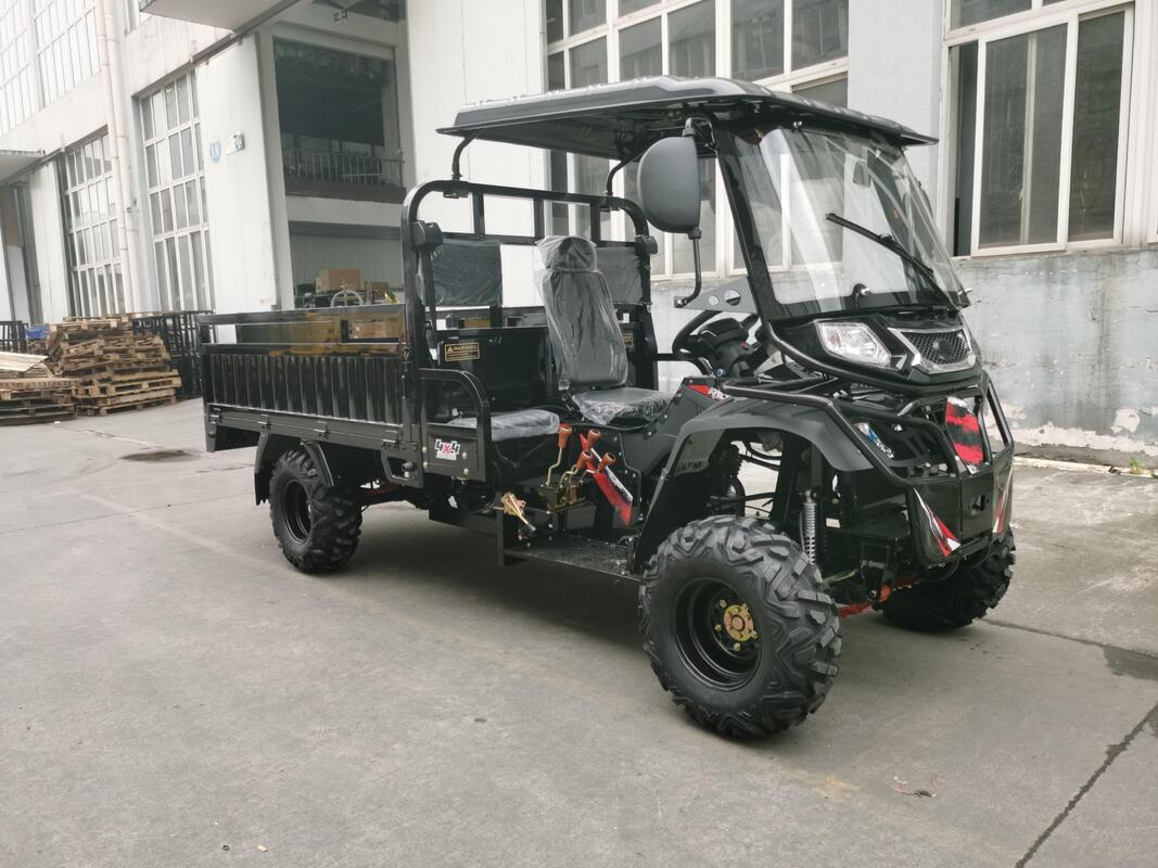 Gasoline 300cc 4WD ATV Cargo Utility Vehicle with Canopy, Off-Road ATV Chassis, Full-Floating Booster Rear Axle, 2.2*1.4m Cargo Box, and 800kg Load Capacity