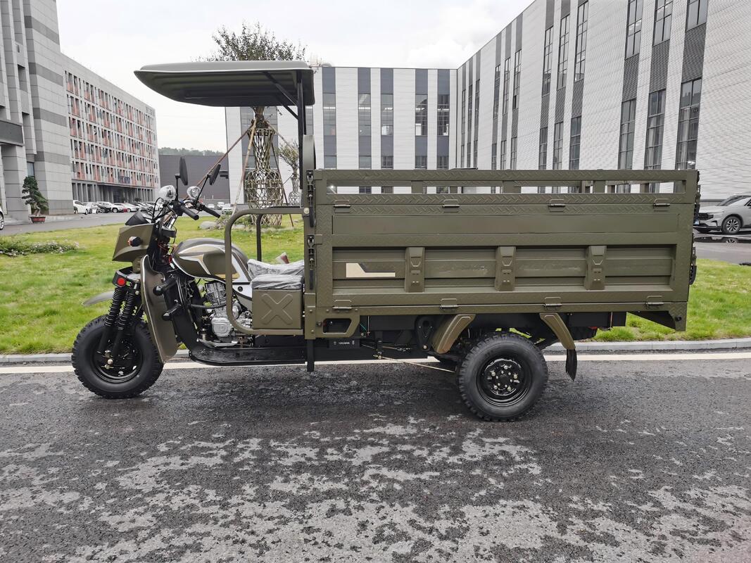 Gasoline 250cc Air-Cooled Cargo Tricycle, Q5 Headlight Model with Canopy, 2.2m Heavy-Duty Cargo Box, Full-Floating Booster Rear Axle, 800kg Load Capacity