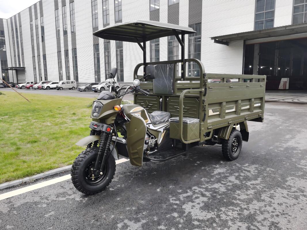 Gasoline 250cc Air-Cooled Cargo Tricycle, Q5 Headlight Model with Canopy, 2.2m Heavy-Duty Cargo Box, Full-Floating Booster Rear Axle, 800kg Load Capacity