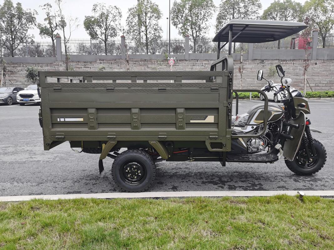 Gasoline 250cc Air-Cooled Cargo Tricycle, Q5 Headlight Model with Canopy, 2.2m Heavy-Duty Cargo Box, Full-Floating Booster Rear Axle, 800kg Load Capacity